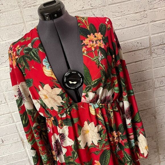 Show me Your Mumu Red Floral Dakota Dress Small